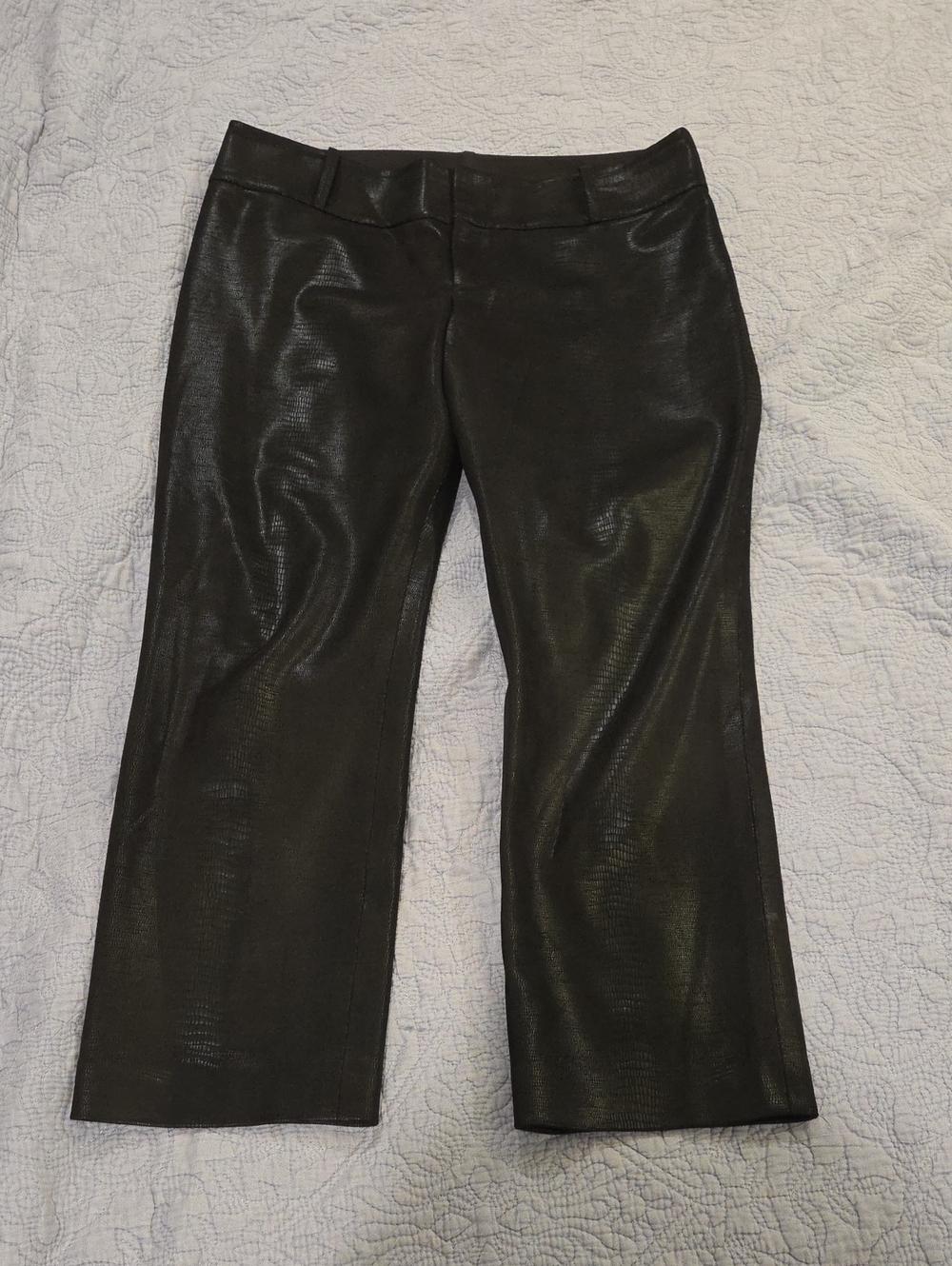 Alice + Olivia "Olivia" Textured Vegan Leather Bootcut Pants - Black - Size 10